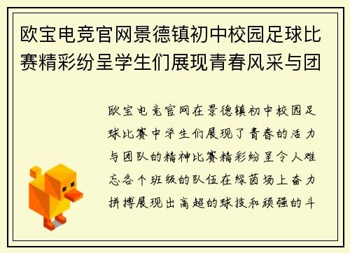 欧宝电竞官网景德镇初中校园足球比赛精彩纷呈学生们展现青春风采与团队精神